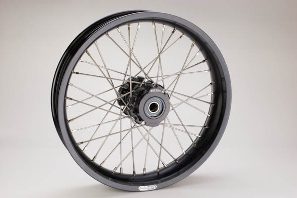 2.75 x 19 Black Anodized Sun Rim Complete Rear Wheel